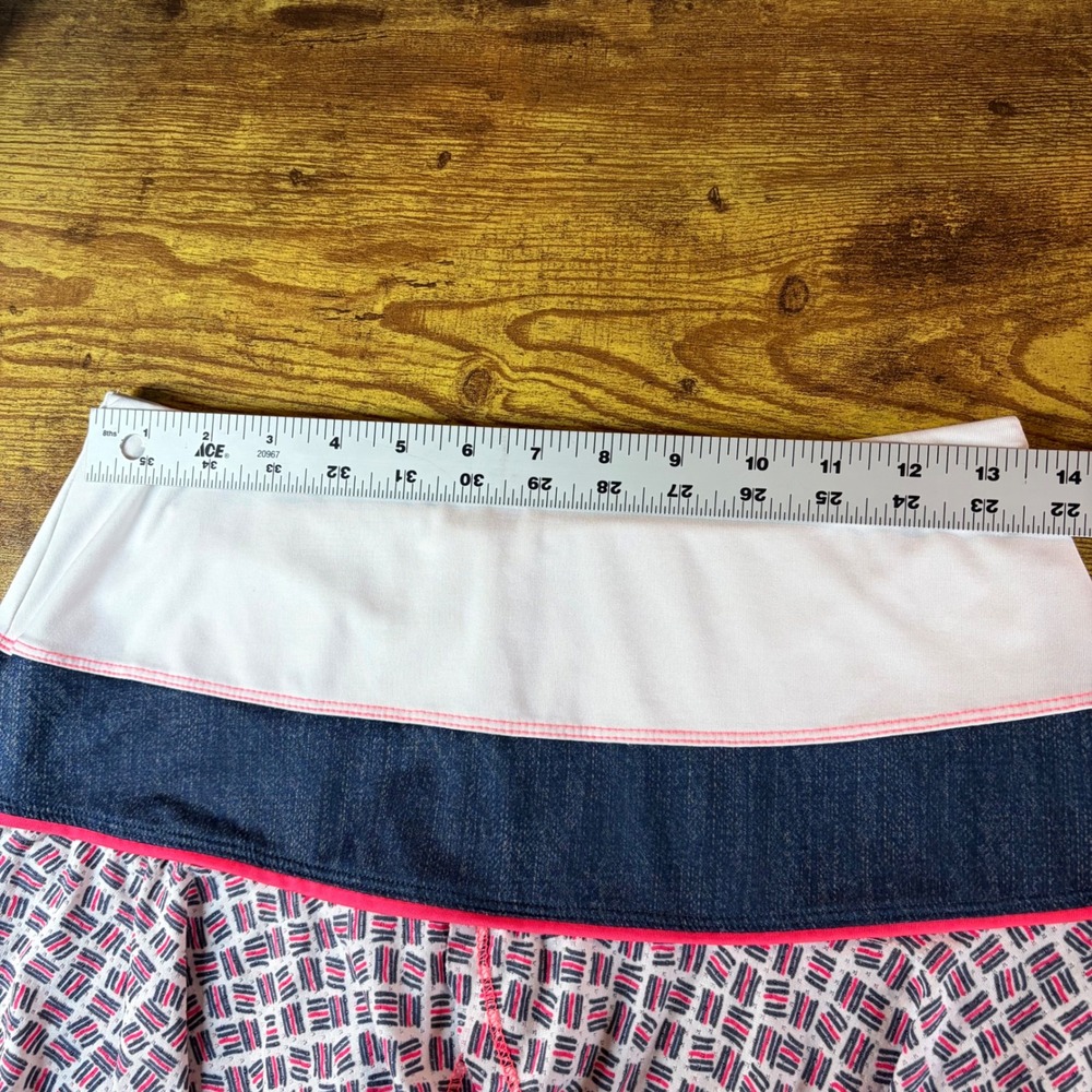 Lucky in Love Women Small Tennis Skort White Denim Pink Ruffle Skirt Pickleball - Picture 5 of 7